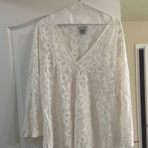 Elegant White Lace Swim Coverup